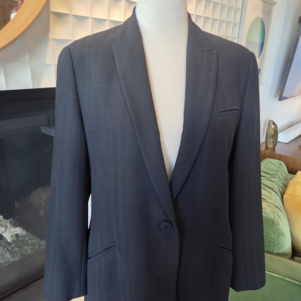 Giorgio Armani Collezioni Charcoal Black Single-Button Blazer Made in Italy - Picture 4 of 8